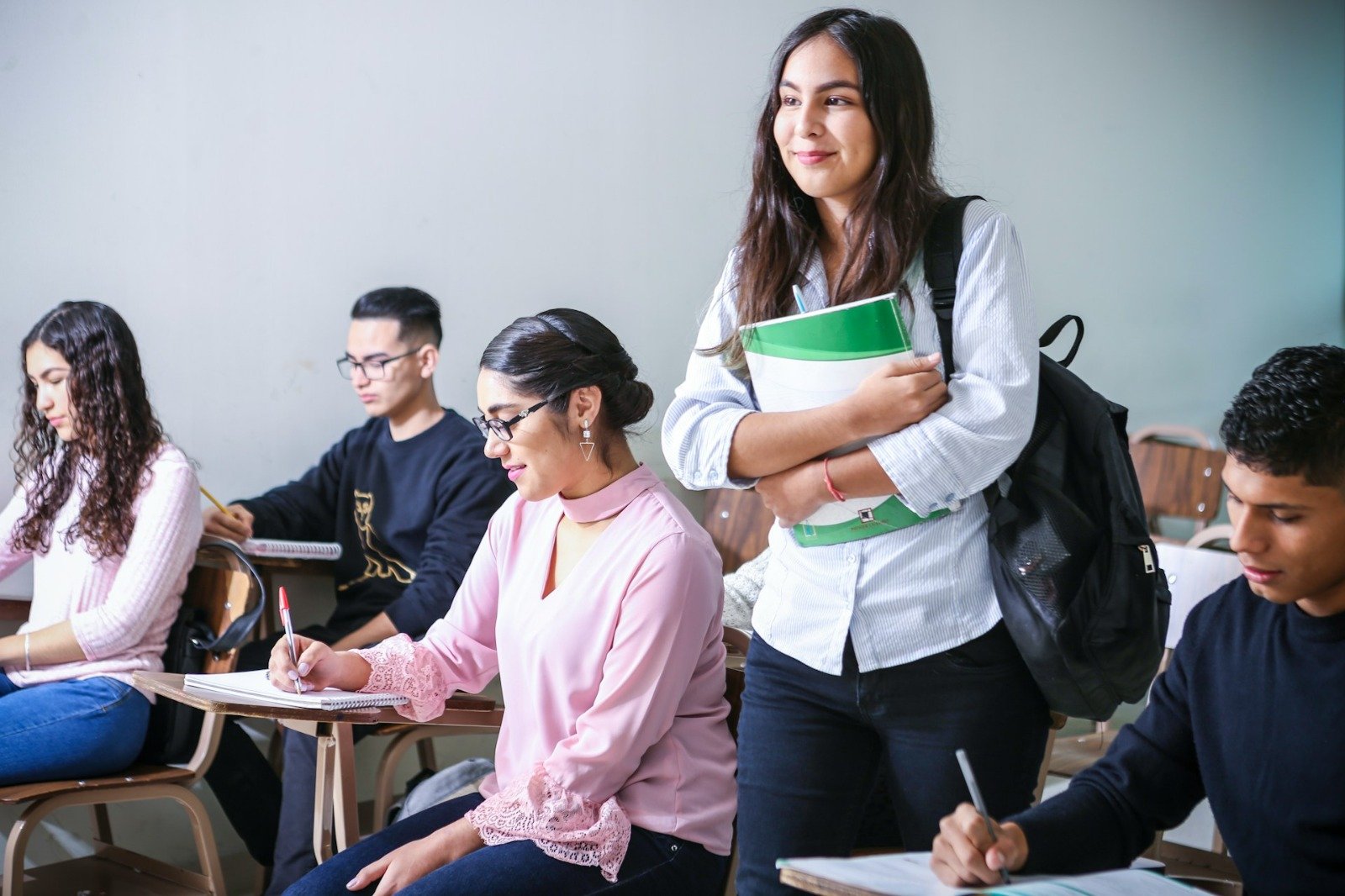 Students working
